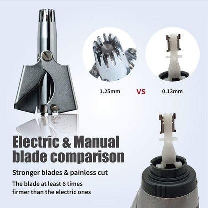 Manual Nose & Ear Hair Trimmer, Stainless Steel Blades