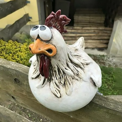 Funny Chicken Fence Decor Garden Statues