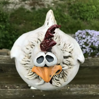 Funny Chicken Fence Decor Garden Statues