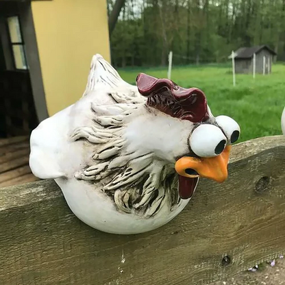 Funny Chicken Fence Decor Garden Statues