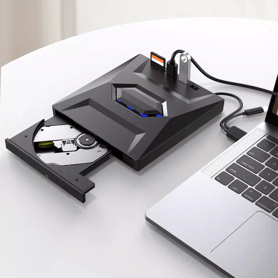 Portable USB CD DVD Drive with SD Card Hub