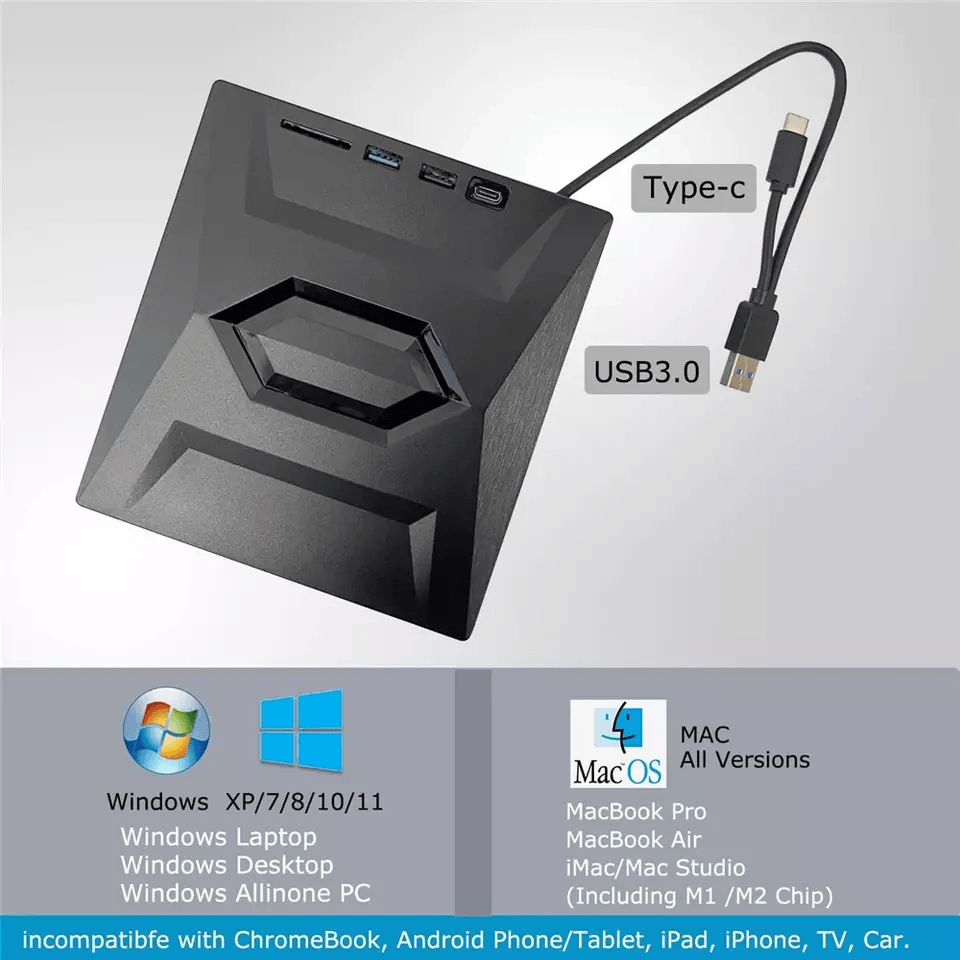 Portable USB CD DVD Drive with SD Card Hub