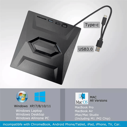 Portable USB CD DVD Drive with SD Card Hub