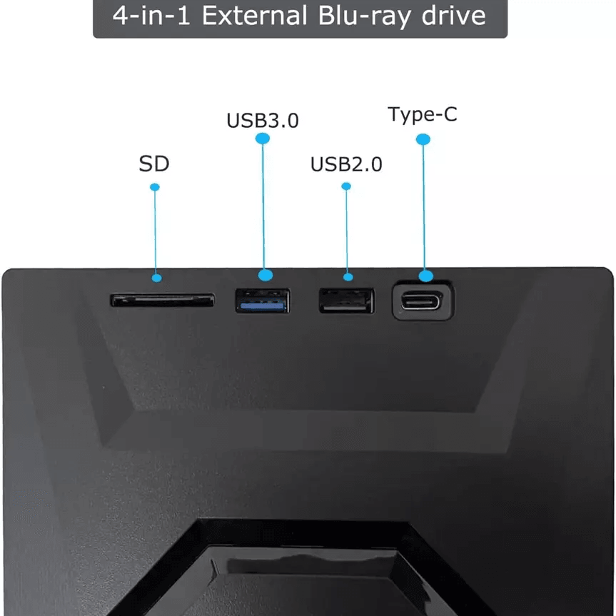 Portable USB CD DVD Drive with SD Card Hub
