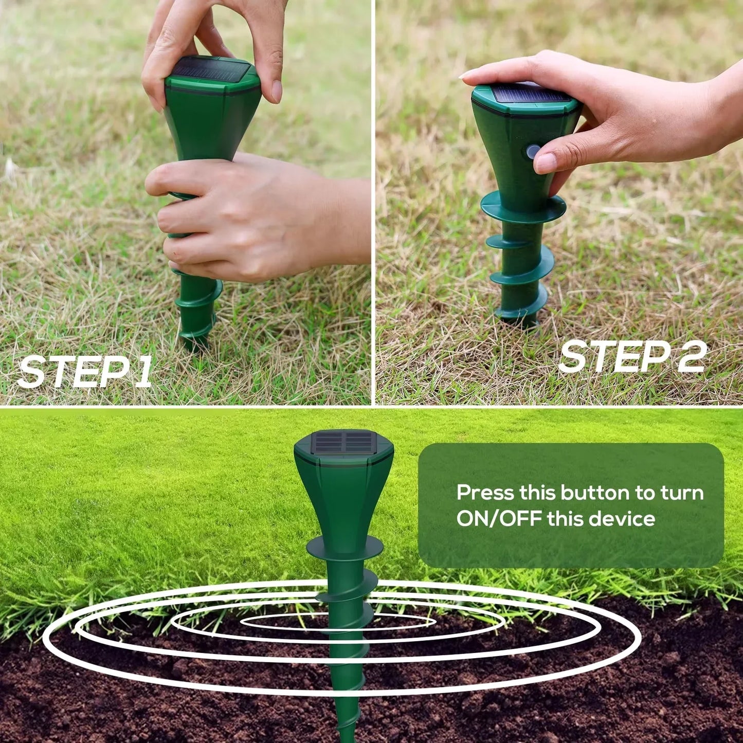 Solar Sonic Pest Stake for Snakes and Burrowers
