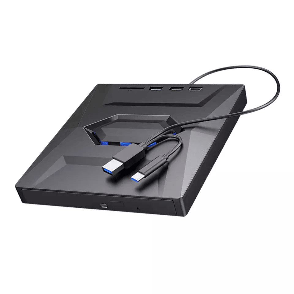 Portable USB CD DVD Drive with SD Card Hub