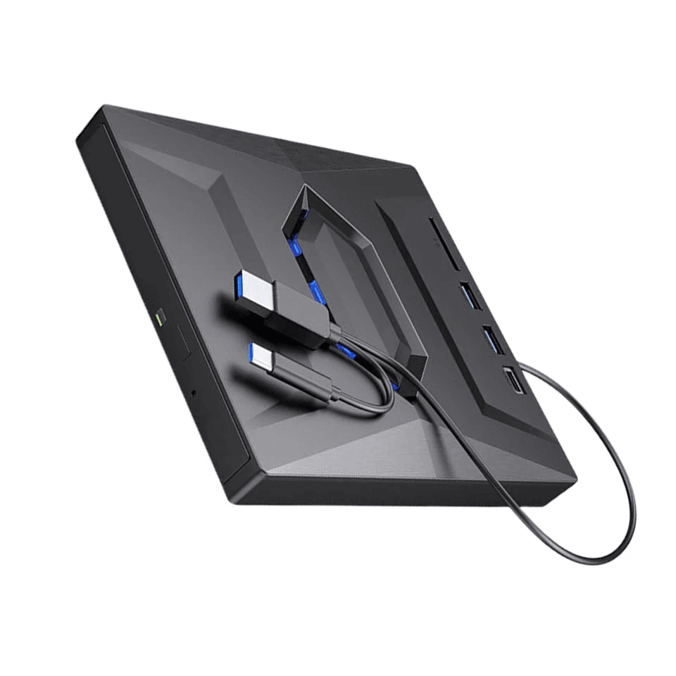 Portable USB CD DVD Drive with SD Card Hub