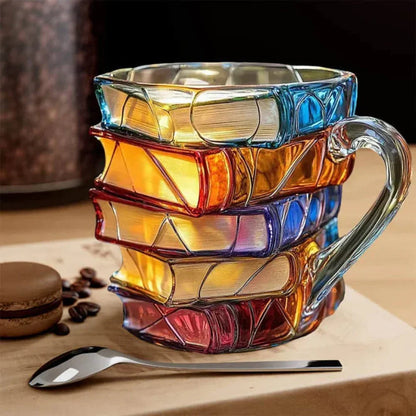 Book Spine Glass Mug for Readers