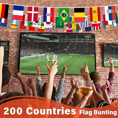 184ft World Flags String Banner, 200 Nations