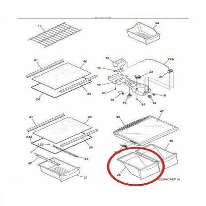 Crisper Drawer Bottom for Frigidaire & Kenmore