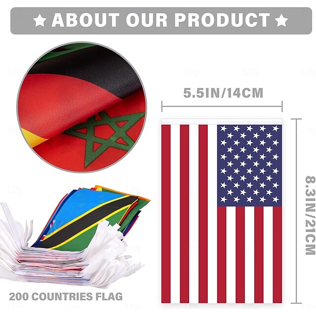 184ft World Flags String Banner, 200 Nations