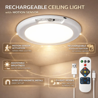 Rechargeable LED Ceiling Light with Motion Sensor