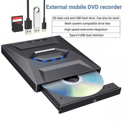 Portable USB CD DVD Drive with SD Card Hub