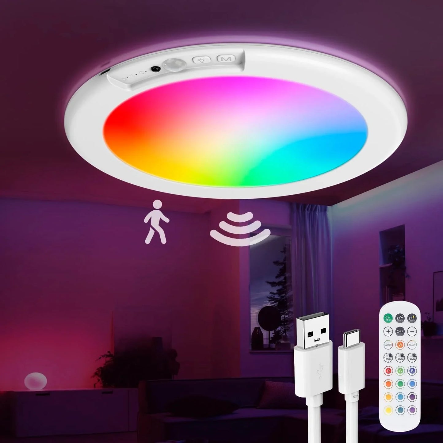 Rechargeable LED Ceiling Light with Motion Sensor