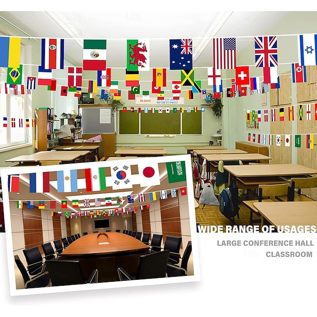 184ft World Flags String Banner, 200 Nations