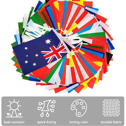 184ft World Flags String Banner, 200 Nations