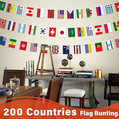 184ft World Flags String Banner, 200 Nations