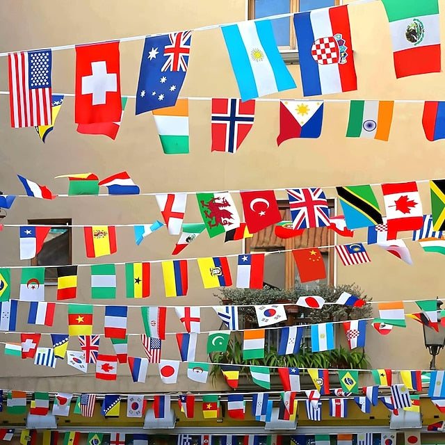 184ft World Flags String Banner, 200 Nations