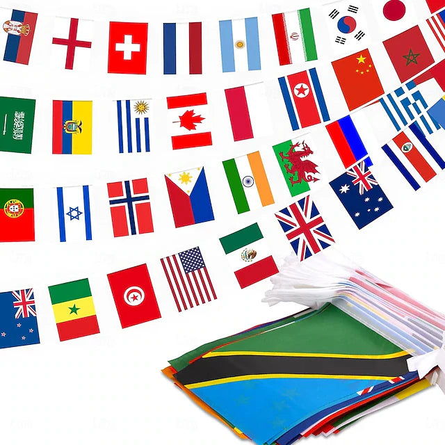 184ft World Flags String Banner, 200 Nations