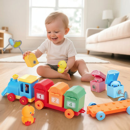 Wooden Train Set with Farm Animals