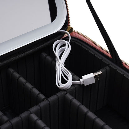 Makeup Organizer Case with LED Mirror
