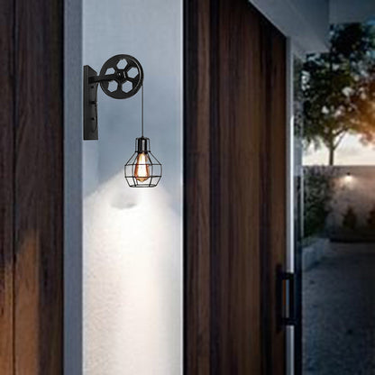 Traditional Linear Round Iron 1-Light Wall Sconce Lamp