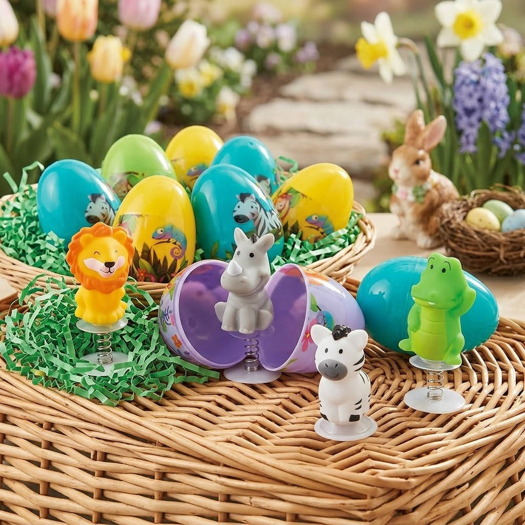 Zoo Animal Pop Up Toy Easter Eggs, 12 Pc