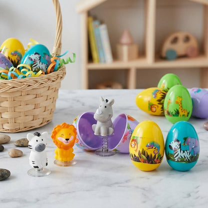 Zoo Animal Pop Up Toy Easter Eggs, 12 Pc