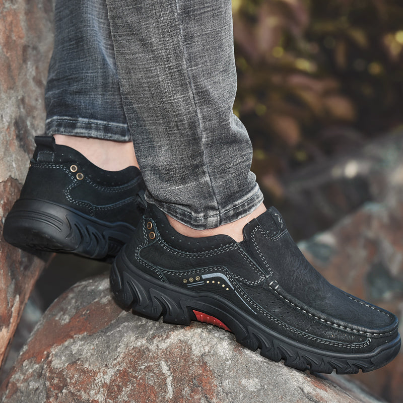 Orthopedic Ankle Boots, Black Leather Arch Support