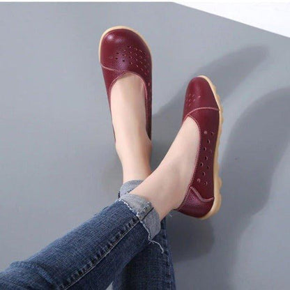 Wide Fit Leather Slip-On Flats, Arch Support