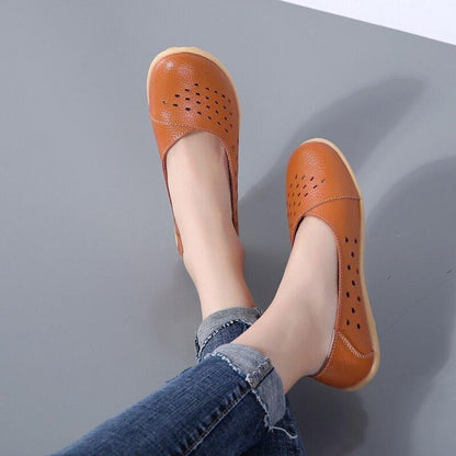 Wide Fit Leather Slip-On Flats, Arch Support