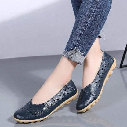 Wide Fit Leather Slip-On Flats, Arch Support