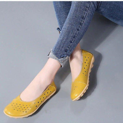 Wide Fit Leather Slip-On Flats, Arch Support