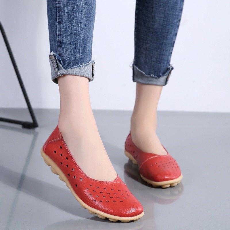 Wide Fit Leather Slip-On Flats, Arch Support