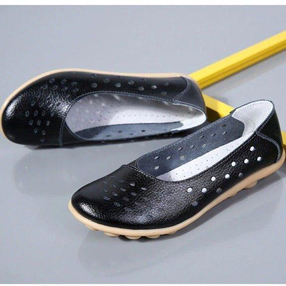 Wide Fit Leather Slip-On Flats, Arch Support