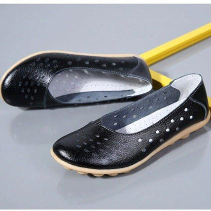 Wide Fit Leather Slip-On Flats, Arch Support