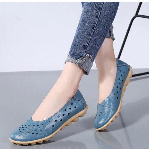 Wide Fit Leather Slip-On Flats, Arch Support