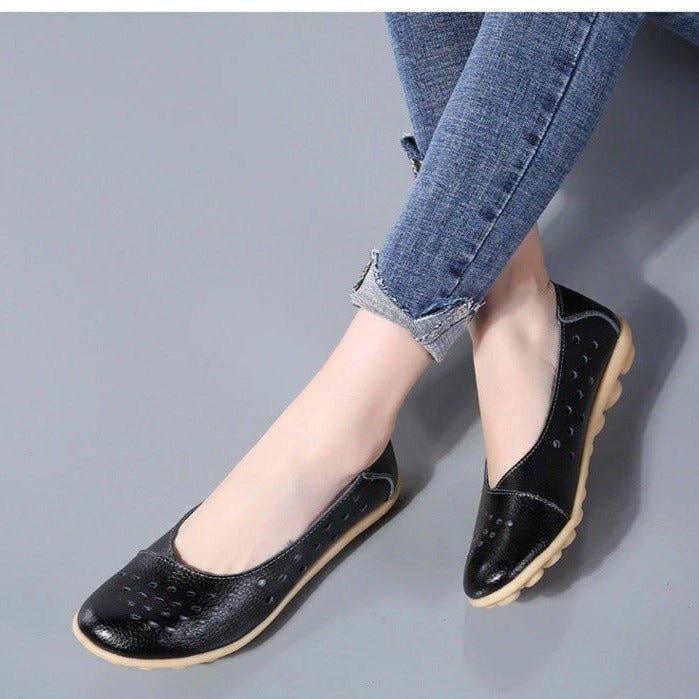 Wide Fit Leather Slip-On Flats, Arch Support