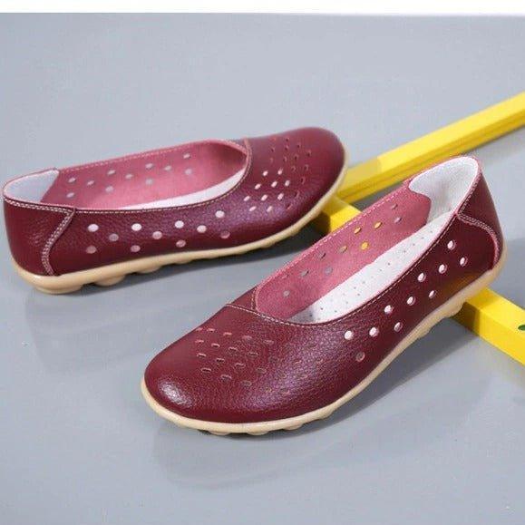 Wide Fit Leather Slip-On Flats, Arch Support