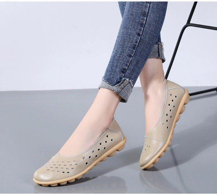 Wide Fit Leather Slip-On Flats, Arch Support
