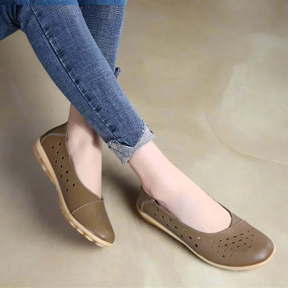Wide Fit Leather Slip-On Flats, Arch Support