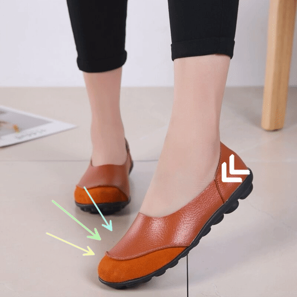Slip-On Leather Moccasins with Wide Round Toe