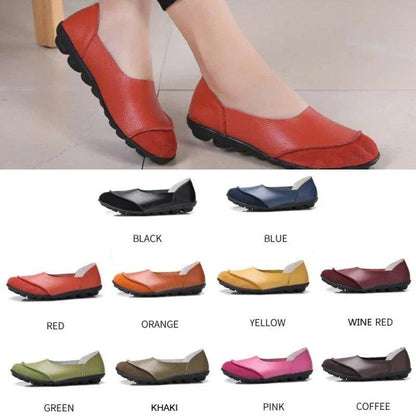Slip-On Leather Moccasins with Wide Round Toe