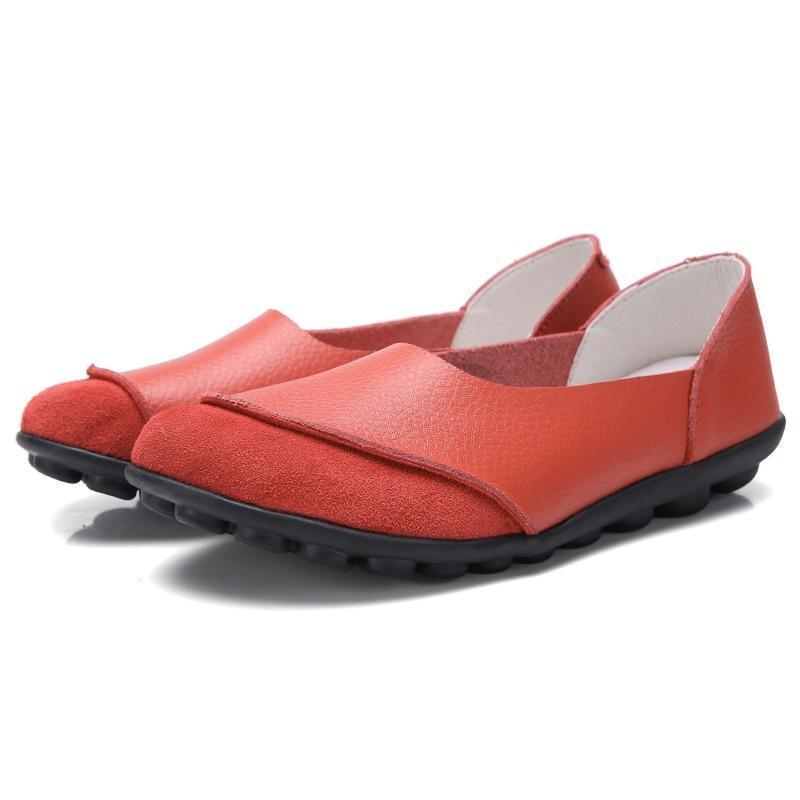 Slip-On Leather Moccasins with Wide Round Toe