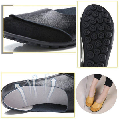 Slip-On Leather Moccasins with Wide Round Toe