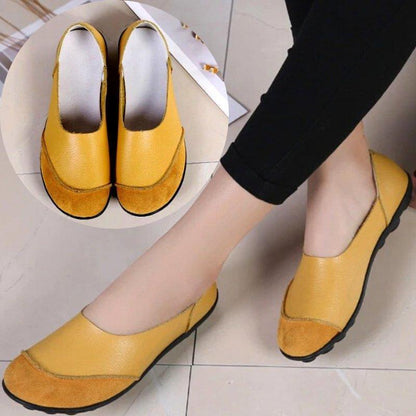 Slip-On Leather Moccasins with Wide Round Toe