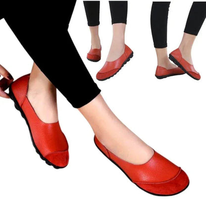 Slip-On Leather Moccasins with Wide Round Toe