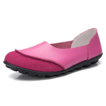 Slip-On Leather Moccasins with Wide Round Toe