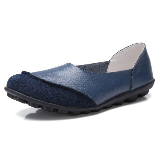 Slip-On Leather Moccasins with Wide Round Toe