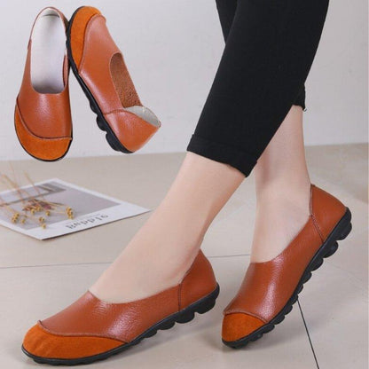 Slip-On Leather Moccasins with Wide Round Toe